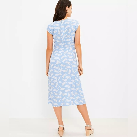 NWT LOFT Butterfly Flutter Sleeve Midi Dress - Picture 2 of 7